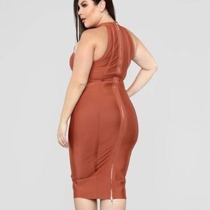 Brick/ Auburn Bandage Midi Dress